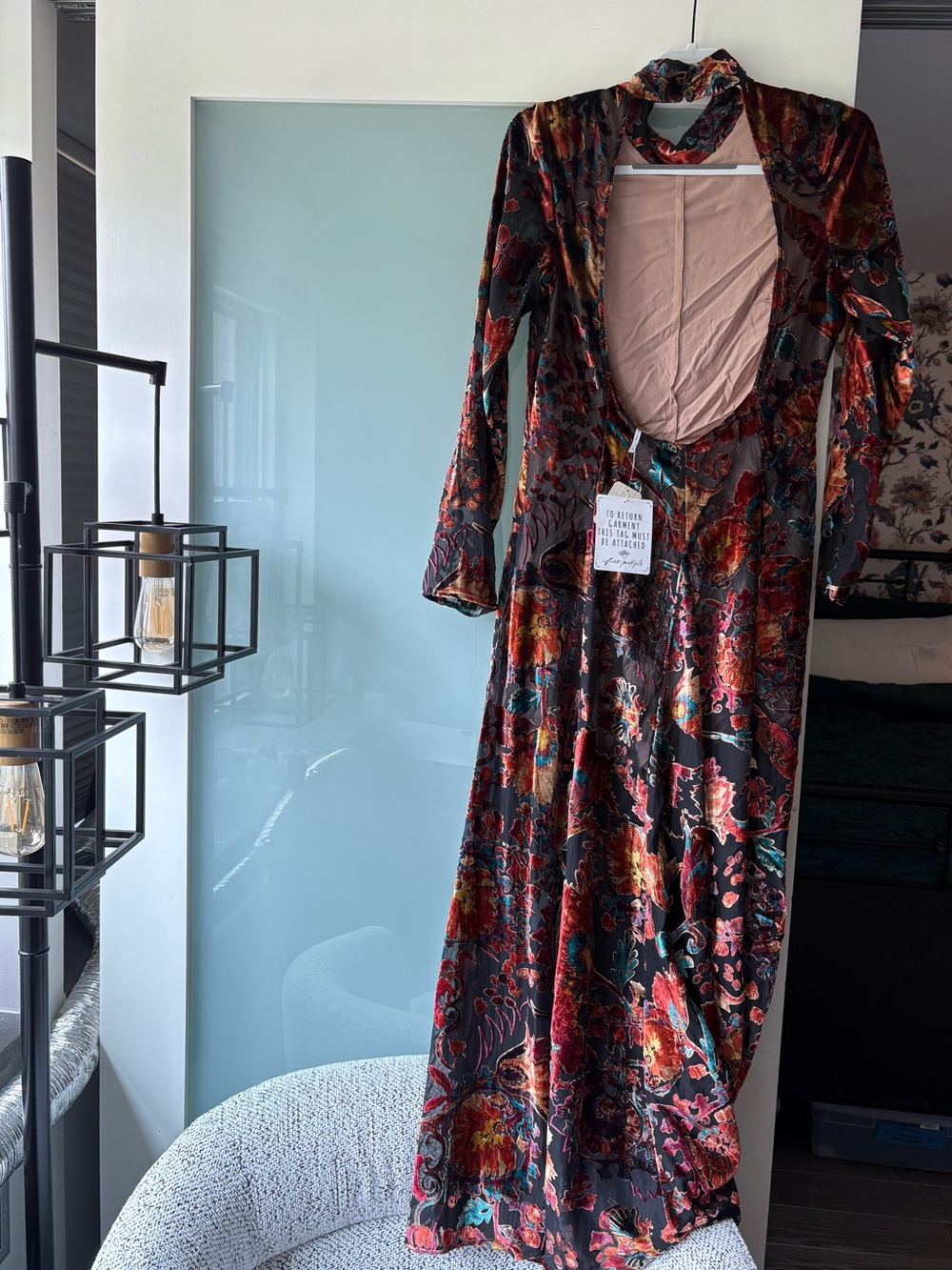 NEW! Free People Bali Painterly Paisley Velvet Maxi Dress size M - Picture 2 of 8